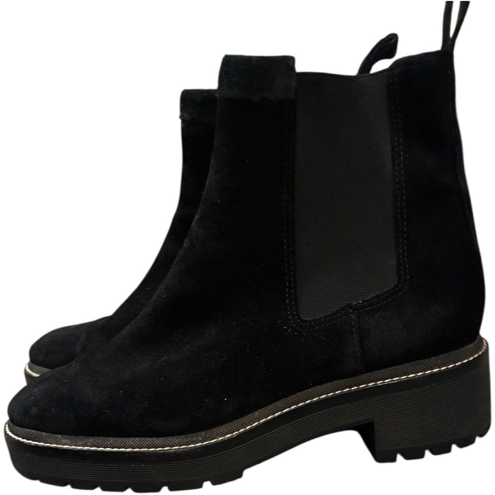 TORY BURCH Chelsea 50mm Lug Suede Bootie in Perfect Black Size 9 - Picture 3 of 13